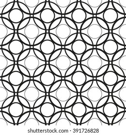 Abstract geometric seamless pattern. Black and white style pattern with circle and line.