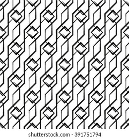 Abstract geometric seamless pattern. Black and white style pattern with rhombus and lines.