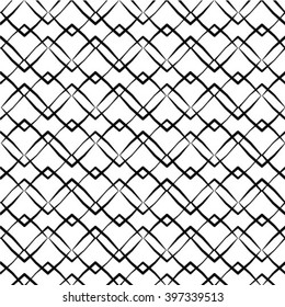 Abstract geometric seamless pattern. Black and white style pattern with rhombus and lines.
