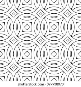 Abstract geometric seamless pattern. Black and white style pattern with circle and line.