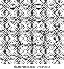 Abstract geometric seamless pattern. Black and white style pattern with circle and line.
