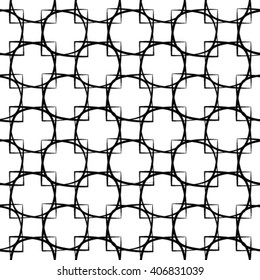 Abstract geometric seamless pattern. Black and white style pattern with circle and line.