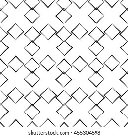 Abstract geometric seamless pattern. Black and white style pattern with rhombus and lines.