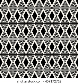 Abstract geometric seamless pattern. Black and white style pattern with triangle and lines.