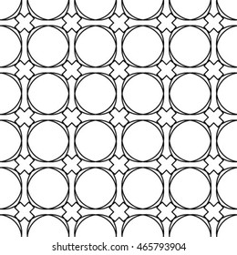 Abstract geometric seamless pattern. Black and white style pattern with circle.