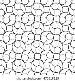 Abstract geometric seamless pattern. Black and white style with circle.
