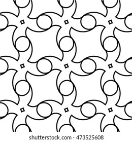Abstract geometric seamless pattern. Black and white style.