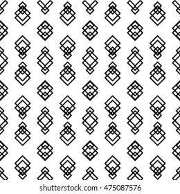 Abstract geometric seamless pattern. Black and white style with rhombus and lines.