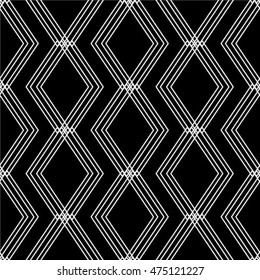 Abstract geometric seamless pattern. Black and white style pattern with rhombus and lines.