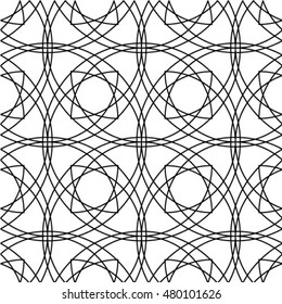 Abstract geometric seamless pattern. Black and white style pattern with circle.