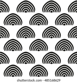 Abstract geometric seamless pattern. Black and white style pattern with circle.