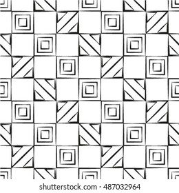 Abstract geometric seamless pattern. Black and white style pattern with rhombus and lines.