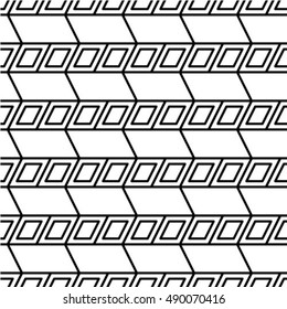 Abstract geometric seamless pattern. Black and white style pattern with rhombus and lines.