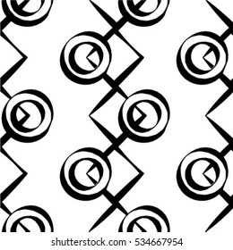 Abstract geometric seamless pattern. Black and white style pattern with circle.