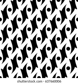 Abstract geometric seamless pattern. Black and white background. Vector illustration