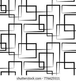 Abstract geometric seamless pattern. Black restangle on the white background