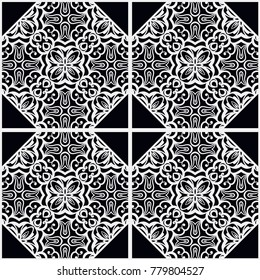 Abstract geometric seamless pattern. Black and white texture. Vector illustration