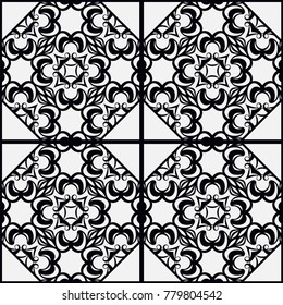 Abstract geometric seamless pattern. Black and white texture. Vector illustration