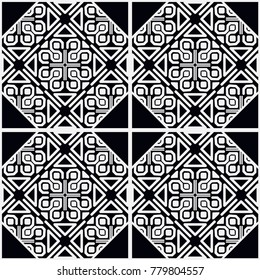 Abstract geometric seamless pattern. Black and white texture. Vector illustration