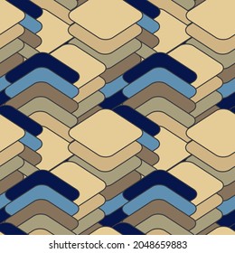Abstract geometric seamless pattern. Blue and biege blocks.