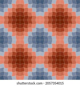Resumen del patrón geométrico sin costuras. Rótulo de diamante azul y rojo de baldosas cuadradas onduladas. Para el diseño textil y de papel