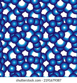 Abstract geometric seamless pattern. Blue and white foam, bubbles, circles texture