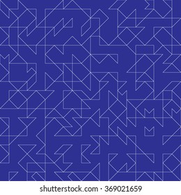 Abstract geometric seamless pattern. Blue and white pattern with line.