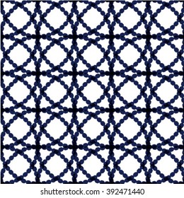 Abstract geometric seamless pattern. Blue and white style pattern with circle.