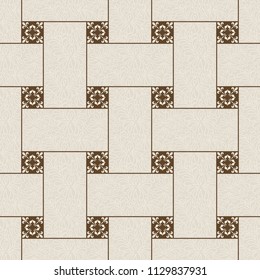 Abstract geometric seamless pattern in brown colors. Lattice background. Seamless patchwork for ceramic tile, wallpaper, linoleum, textile, web page background. Vector illustration
