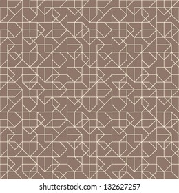 Abstract geometric seamless pattern. Brown and white pattern with line.