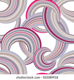 Abstract geometric seamless pattern. Bubble ornamental background. Circles. Wave striped loops Chaotic flow motion texture. Doodle wallpaper