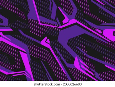 Resumen de camuflaje de patrones geométricos sin costura con formas poligonales. Moderno ornamento digital de textura de camo para la impresión de vinilo de carreras. Fondo vectorial.