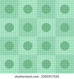 Abstract geometric seamless pattern with checkered tiles and dots - hand drawn vector illustration.