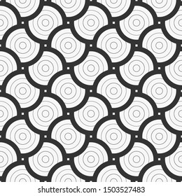 Abstract Geometric Seamless Pattern Circle Black and White Color. Separate Layer Easy to Edit.