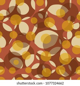 Abstract geometric seamless pattern with circles. Brown, beige, chocolate, orange color.