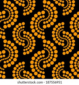 Abstract geometric seamless pattern with circles in black and gold - vector 
