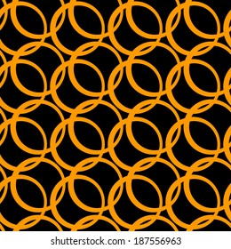 Abstract geometric seamless pattern with circles in black and gold - vector 