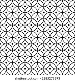 Abstract geometric seamless pattern with circles, rounds. Vector background. Black and white texture. Poster for web banner, business presentation, branding package, fabric print, textile
