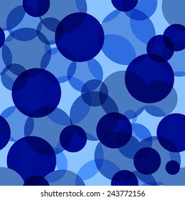 Abstract geometric seamless pattern with circles in blue. Vector illustration can be copied without any seams. 