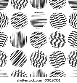 Abstract geometric seamless pattern with circles. Trendy hand drawn textures. Modern abstract design for paper, fabric, interior decor and other users.