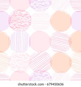 Abstract geometric seamless pattern with circles. Modern abstract design for paper, cover, fabric, interior decor and other users. Ideal for baby girl design.