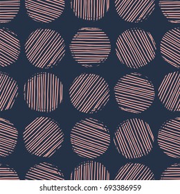 Abstract geometric seamless pattern with circles. Trendy hand drawn textures. Modern abstract design for paper, fabric, interior decor and other users.