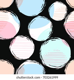 Abstract geometric seamless pattern with circles and gold glitter elements. Modern abstract design for paper, cover, fabric, interior decor and other users. Ideal for baby design.