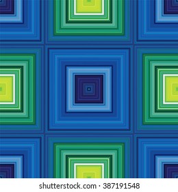 Abstract geometric seamless pattern in cold color tones. Ornate colorful background. Square illustration for card, textile and cover. Classic mosaic design. 