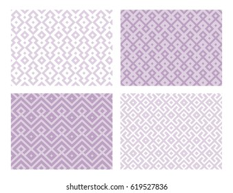 Abstract geometric seamless pattern collection. Purple color. Vector background.