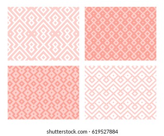 Abstract geometric seamless pattern collection. Orange color. Vector background.