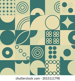 Abstract geometric seamless pattern. Color: turquoise, ecru, green tea.