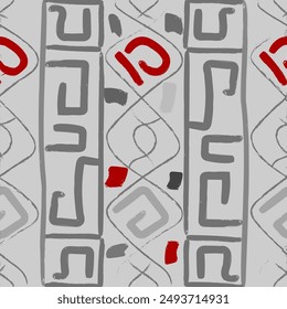 Abstract, Geometric, Seamless Pattern with Color Accents