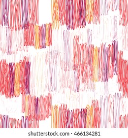 Abstract geometric seamless pattern. Color pencil drawing line texture Stylish abstract ornamental  stripped background