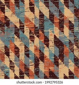 Abstract geometric seamless pattern with colored rectangular segments.
